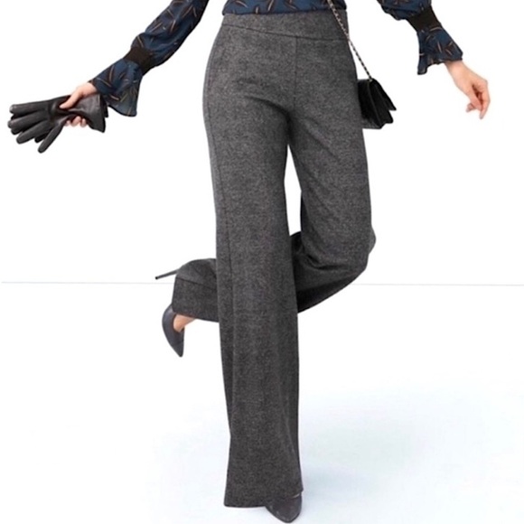 Cabi Women's Bond Trouser Hi-Waist Wide Leg Glen Plaid Black Gray 8 - Picture 1 of 10